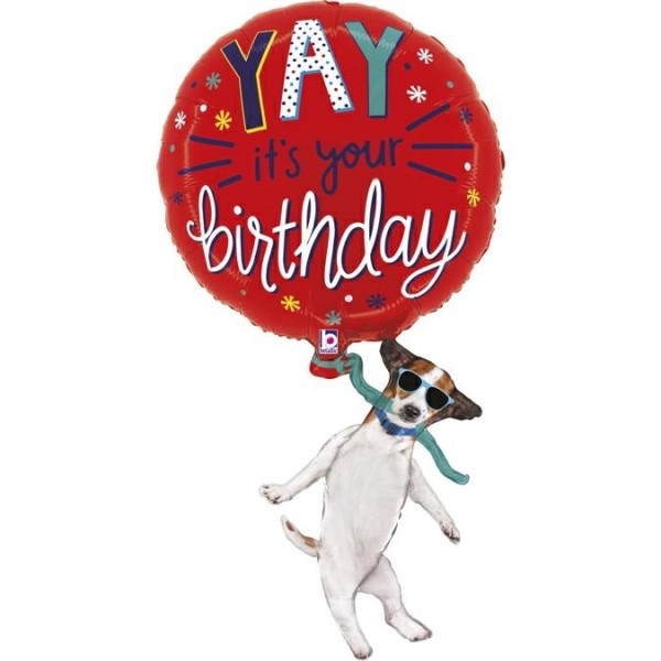 Betallic Folienballon Yay Birthday Dog 95cm/38"