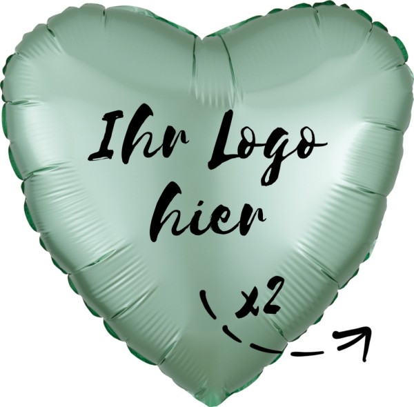 Folien-Werbeballon Herz Lilac Luxe Mint Green 45cm/18" 2-Seitig bedruckt