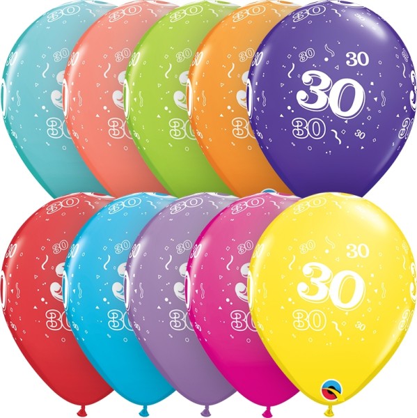 Qualatex Latexballon Age 30 Retail Sortiment 28cm/11" 6 Stück