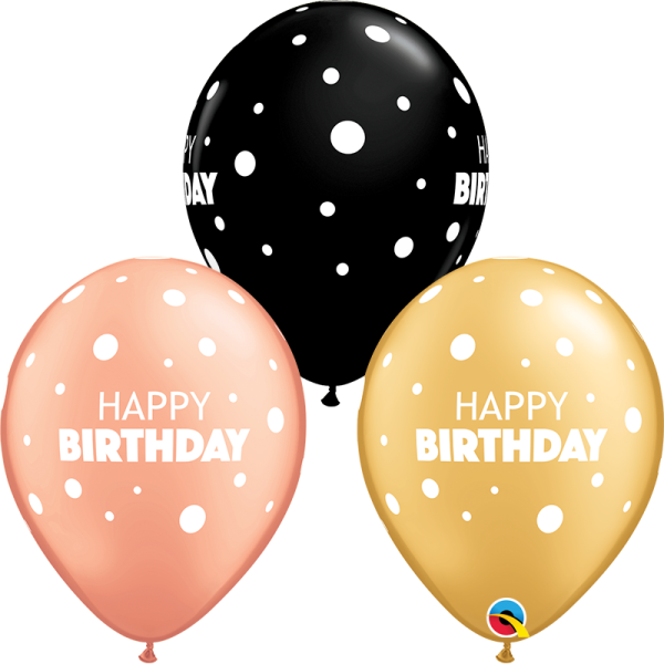 Qualatex Latexballon Birthday Big & Little Dots 28cm/11" 50 Stück