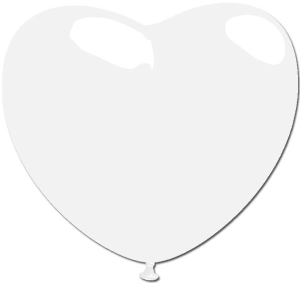 BWS Latexballon Pastel Weiß Heart 43cm/17" 100 Stück