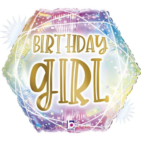 Betallic Folienballon Hexagon Opal Pastel Geo Bday Girl 46cm/18"