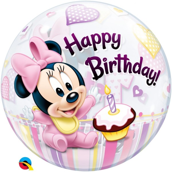 Qualatex Bubble Minnie Mouse 1st Birthday 55cm/22"