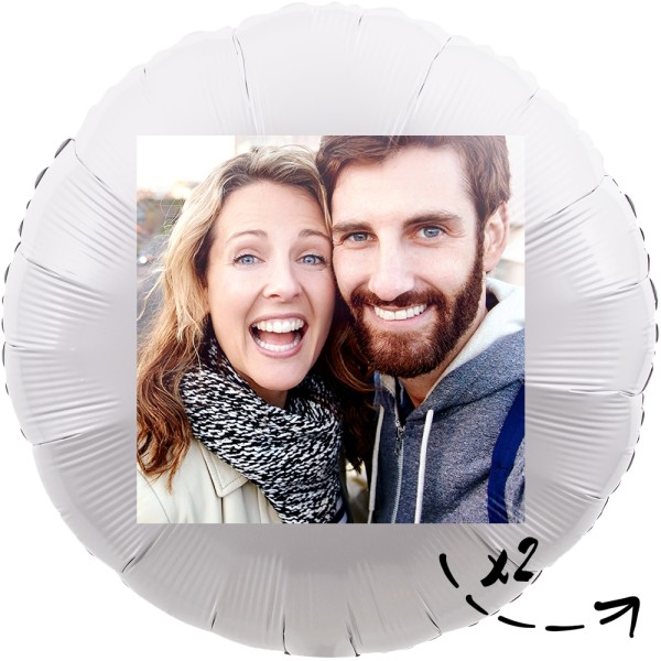 Fotoballon Rund Metallic Weiß 70cm/27" 2-Seitig bedruckt