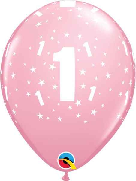 Qualatex Latexballon Stars Age1 Pink 28cm/11" 6 Stück