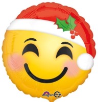 Anagram Folienballon Rund "Weihnachtsmütze" Santa  Emoji 45cm/18"  Anagram Folienballon Rund "Weihnachtsmütze" Santa  Emoji 45cm/18"