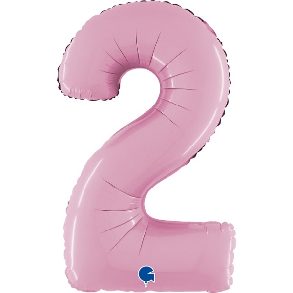 Grabo Folienballon Zahl 2 Pastel Pink 66cm/26"
