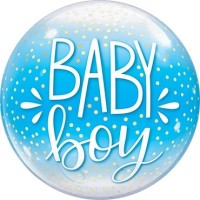 Qualatex Bubble Baby Boy Blue & Confetti Dots 55cm/22"  Qualatex Bubble Baby Boy Blue & Confetti Dots 55cm/22"