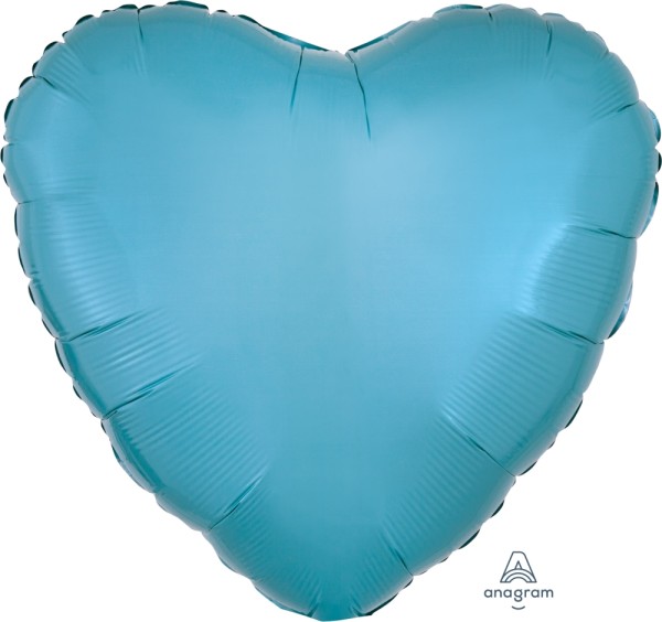 Anagram Folienballon Herz Metallic Caribbean Blue 45cm/18" (unverpackt)