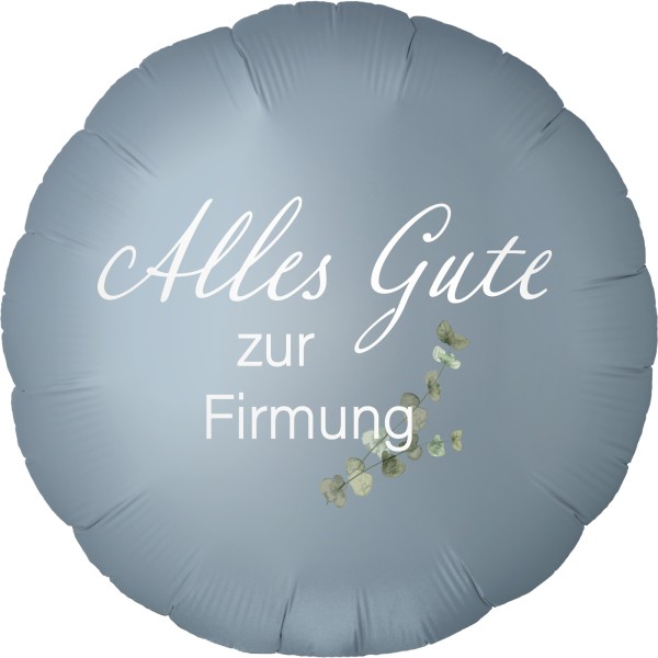 Goodtimes Folienballon Rund Satin Luxe Steel Blue mit "Alles Gute zur Firmung" 45cm/18" (unverpackt)