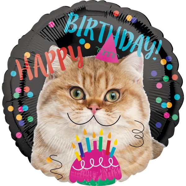 Anagram Folienballon "Happy Birthday Cat" 43cm/17"