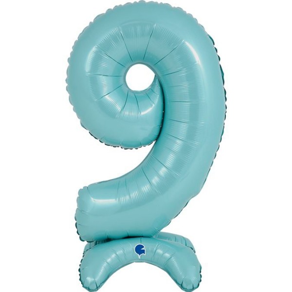 Grabo Folienballon Zahl 9 Pastel Blue standups 64cm/25"