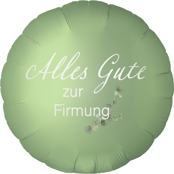 Goodtimes Folienballon Rund Satin Olive Green mit "Alles Gute zur Firmung" 45cm/18" (unverpackt)