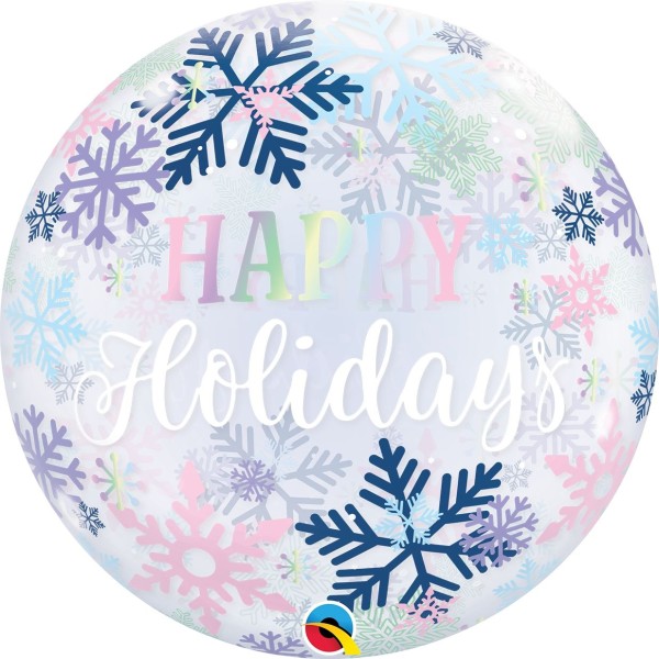 Qualatex Bubble Happy Holiday Snowflakes 55cm/22"