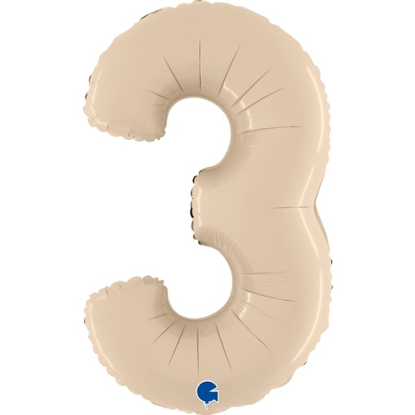 Grabo Folienballon Zahl 3 Satin Cream 66cm/26"