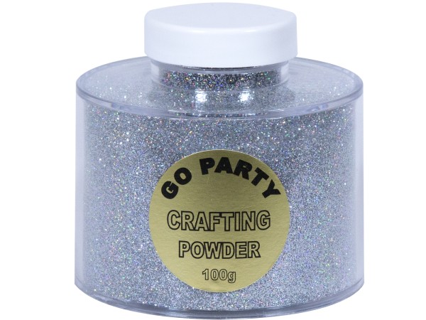 Qualatex Glitter Pot Holographic Silver 100g