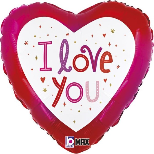 Betallic Folienballon Herz "Love You" Sparkles 45cm/18"