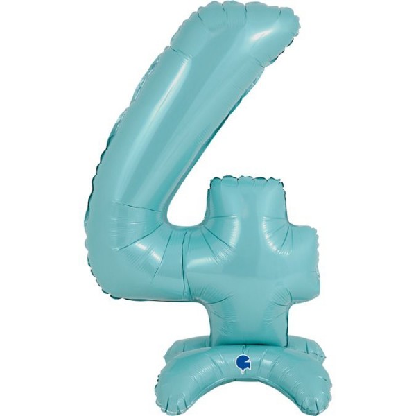 Grabo Folienballon Zahl 4 Pastel Blue standups 64cm/25"