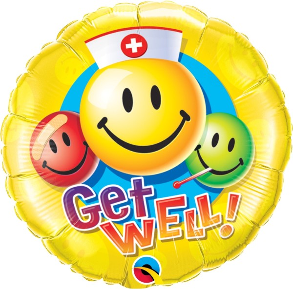 Qualatex Folienballon Smileys "Get Well!" 45cm/18"