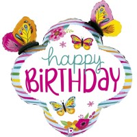 Betallic Folienballon Shape Colorful BDay Butterfly Frame 75cm/30"  Betallic Folienballon Shape Colorful BDay Butterfly Frame 75cm/30"