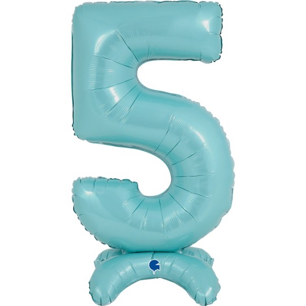 Grabo Folienballon Zahl 5 Pastel Blue standups 64cm/25"