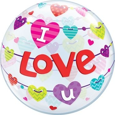 Qualatex Bubble I Love U Banner Hearts 55cm/22"