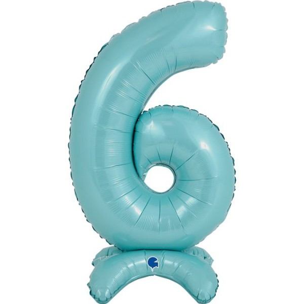 Grabo Folienballon Zahl 6 Pastel Blue standups 65cm/25"