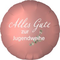 Goodtimes Folienballon Rund Satin Roségold mit "Alles Gute zur Jugendweihe" 45cm/18" (unverpackt)  Goodtimes Folienballon Rund Satin Roségold mit "Alles Gute zur Jugendweihe" 45cm/18" (unverpackt)