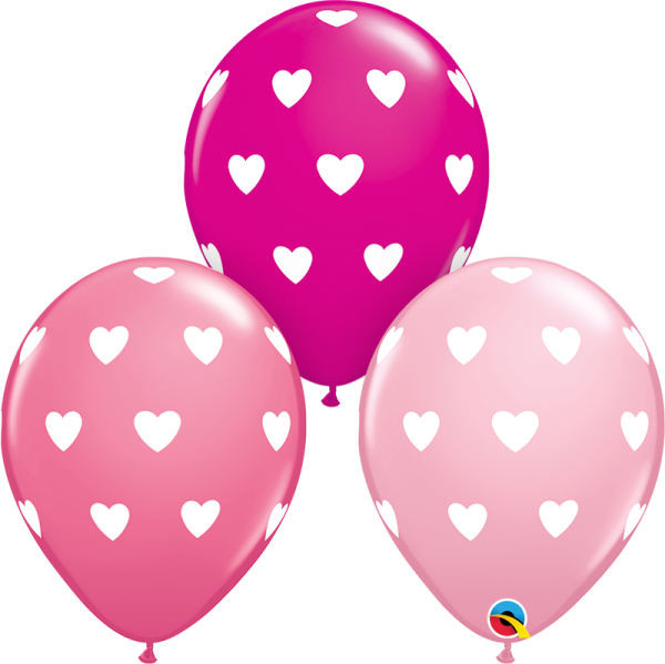 Qualatex Latexballon Big Hearts Pink and White Assorted 28cm/11" 50 Stück