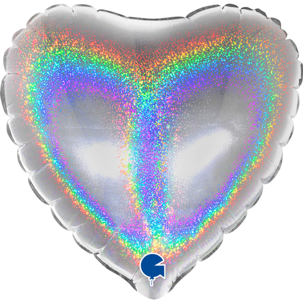 Grabo Folienballon Heart Glitter Holographic Silver 10cm/4"(unverpackt)