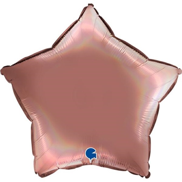 Grabo Folienballon Star Rainbow Holo Platinum Rosé 45cm/18" (unverpackt)