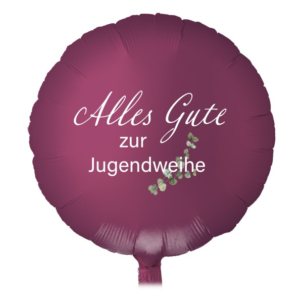 Goodtimes Folienballon Rund Satin Luxe Pomegranate mit "Alles Gute zur Jugendweihe" 45cm/18" (unverpackt)