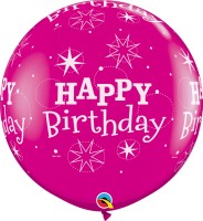 Qualatex Latexballon Birthday Sparkle-A-Round Wild Berry 90cm/3' 2 Stück  Qualatex Latexballon Birthday Sparkle-A-Round Wild Berry 90cm/3' 2 Stück