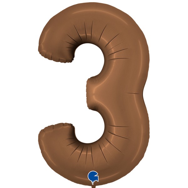 Grabo Folienballon Zahl 3 Satin Chocolate 100cm/40"