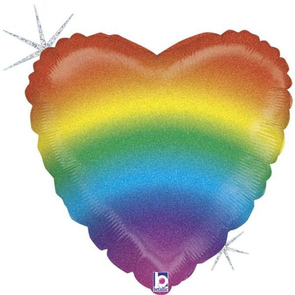 Betallic Folienballon Glitter Rainbow Heart Holographic 45cm/18"