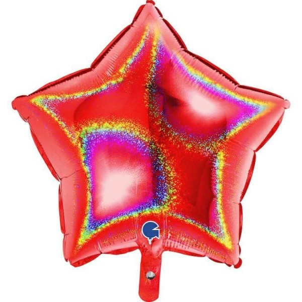 Grabo Folienballon Star Glitter Holo Red 45cm/18" (unverpackt)