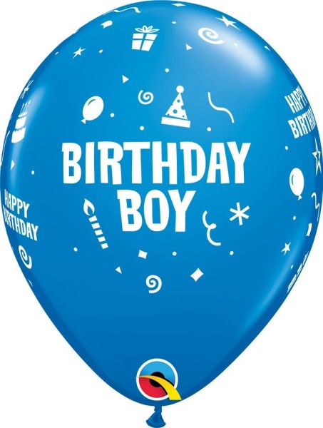 Qualatex Latexballon Birthday Boy Blue 28cm/11" 6 Stück