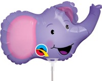 Qualatex Folienballon Elated Elephant 35cm/14" luftgefüllt mit Stab  Qualatex Folienballon Elated Elephant 35cm/14" luftgefüllt mit Stab