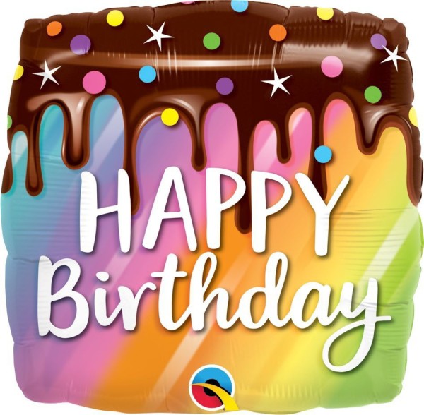 Qualatex Folienballon Eckig "Happy Birthday" 45m/18''