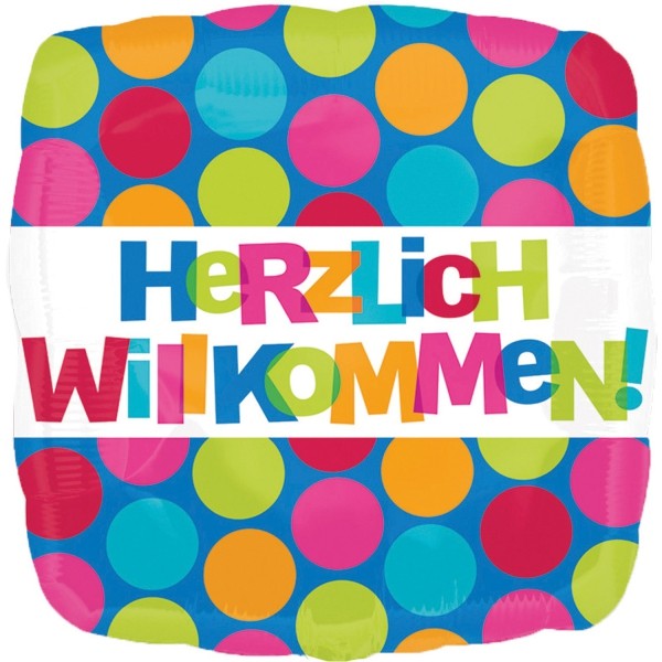 Anagram Folienballon Würfel "Herzlich Willkommen" 43cm/17"