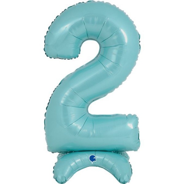 Grabo Folienballon Zahl 2 Pastel Blue standups 64cm/25"