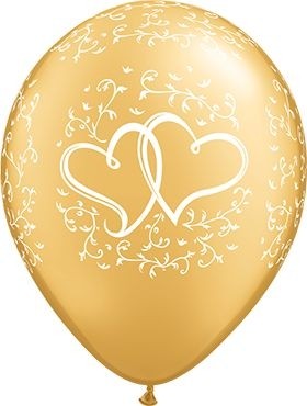 Qualatex Latexballon Entwined Hearts Metallic Gold 28cm/11" 6 Stück