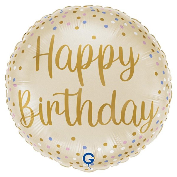 Grabo Folienballon Cream Happy Birthday 45cm/18"