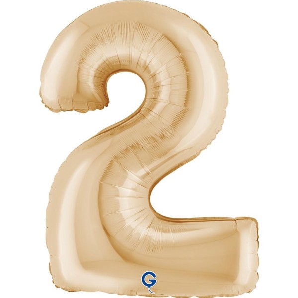 Grabo Folienballon Zahl 2 White Gold 100cm/40"