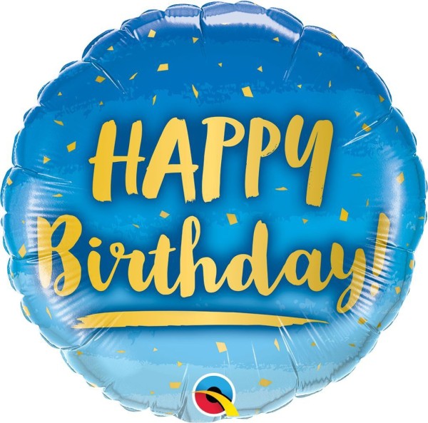 Qualatex Folienballon Blau "Happy Birthday" 45cm/18"