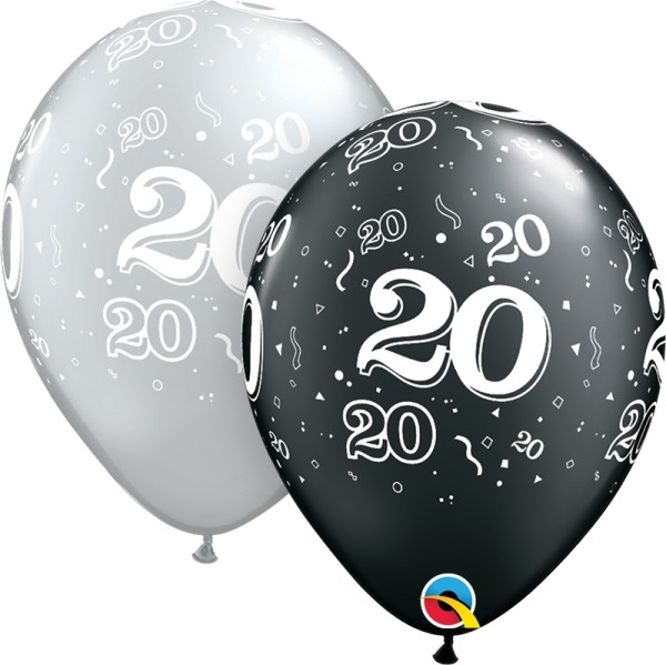 Qualatex Latexballon 20 Pearl Black und Silver 28cm/11" 25 Stück