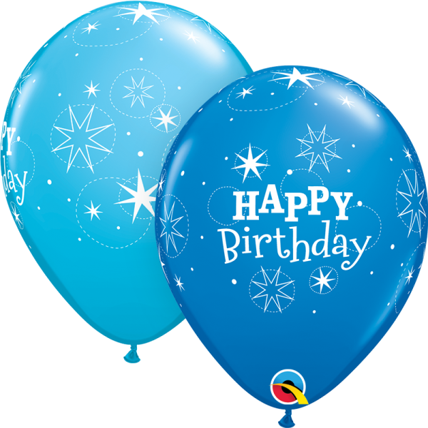 Qualatex Latexballon Birthday Sparkle Blau 28cm/11" 50 Stück