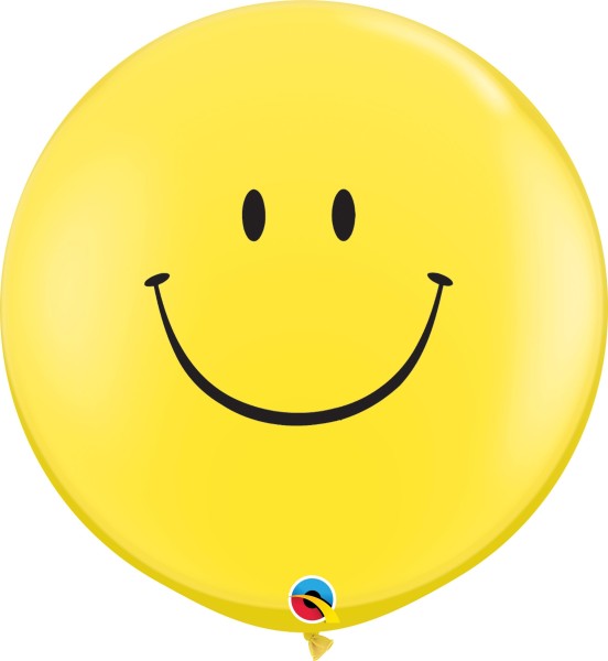 Qualatex Latexballon Smile Face Standard Yellow 90cm/3' 2 Stück