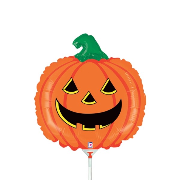 Grabo Folienballon Pumpkin Mini 35cm/14" luftgefüllt mit Stab