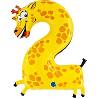 Grabo Folienballon Zahl 2 Animaloon Giraffe 100cm/40"  Grabo Folienballon Zahl 2 Animaloon Giraffe 100cm/40"